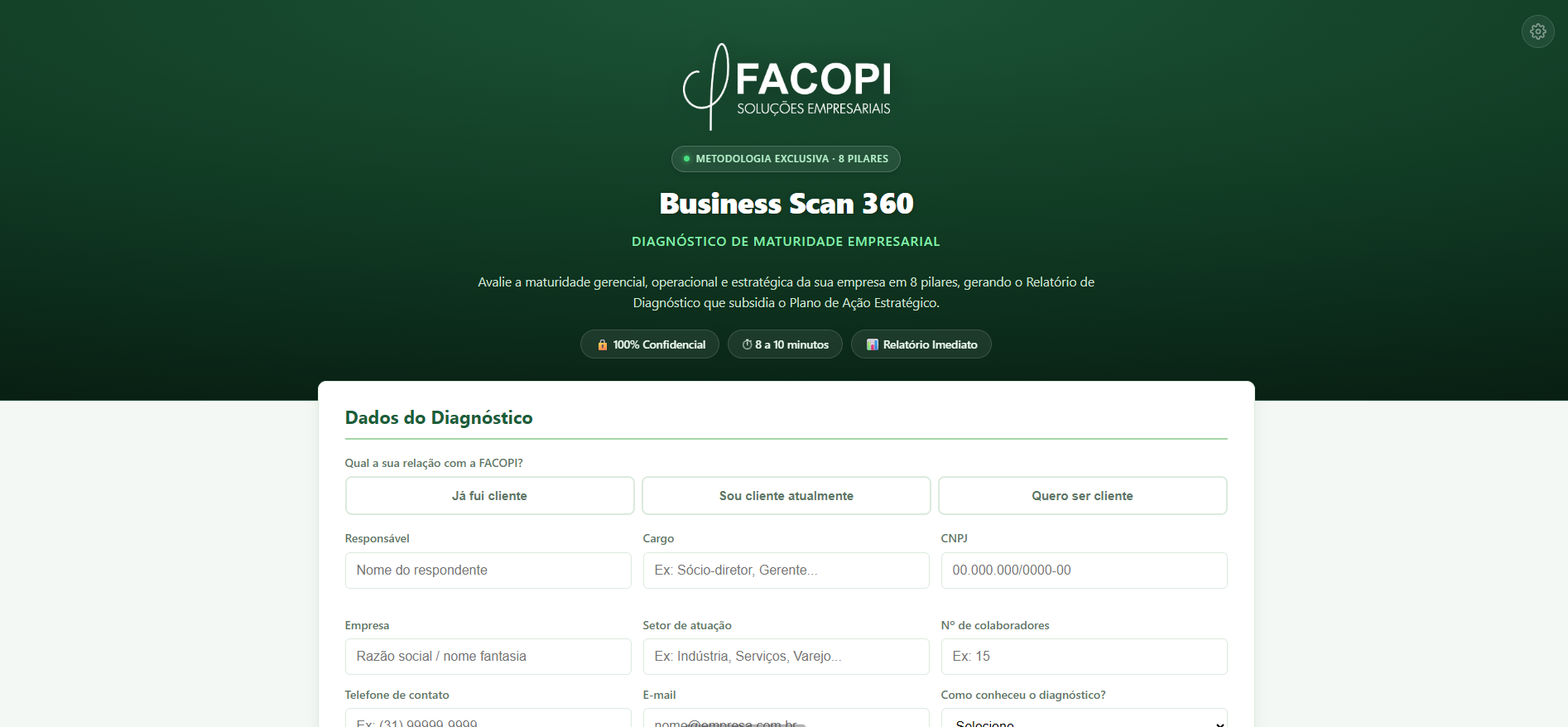 Print do Relatório Business Scan 360 - FACOPI Gestão Empresarial